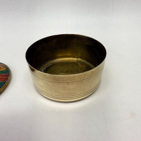 Cloisonne Lid Brass Trinket Box Vintage Interpur Taiwan Vintage - Picture 11 of 12